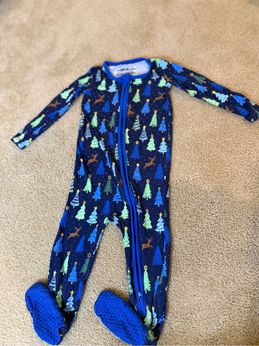 RuggedButts Christmas Tree Bamboo Footed Pajamas Sleeper 12-18M